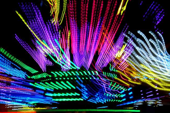 Abstract Bright Lights from Midway Rides
