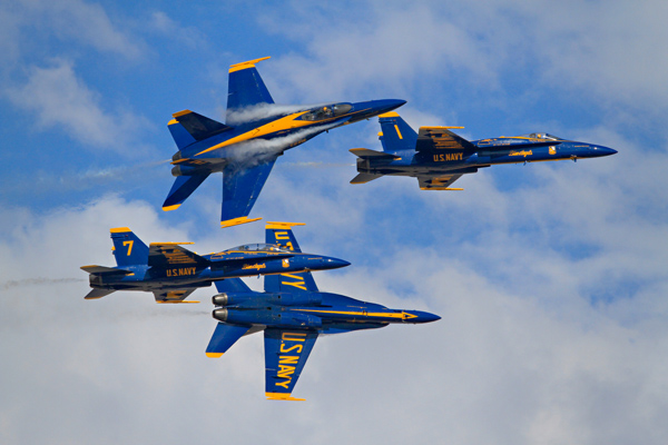 Four airborne jets
