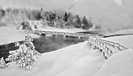 Firehole River in snow