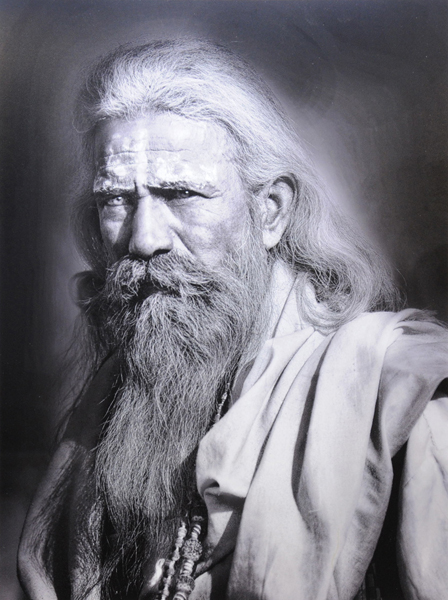 Head of Man with Beard and Long White Hair