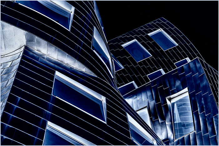 Modern Metallic Building in Dark Blue Colors